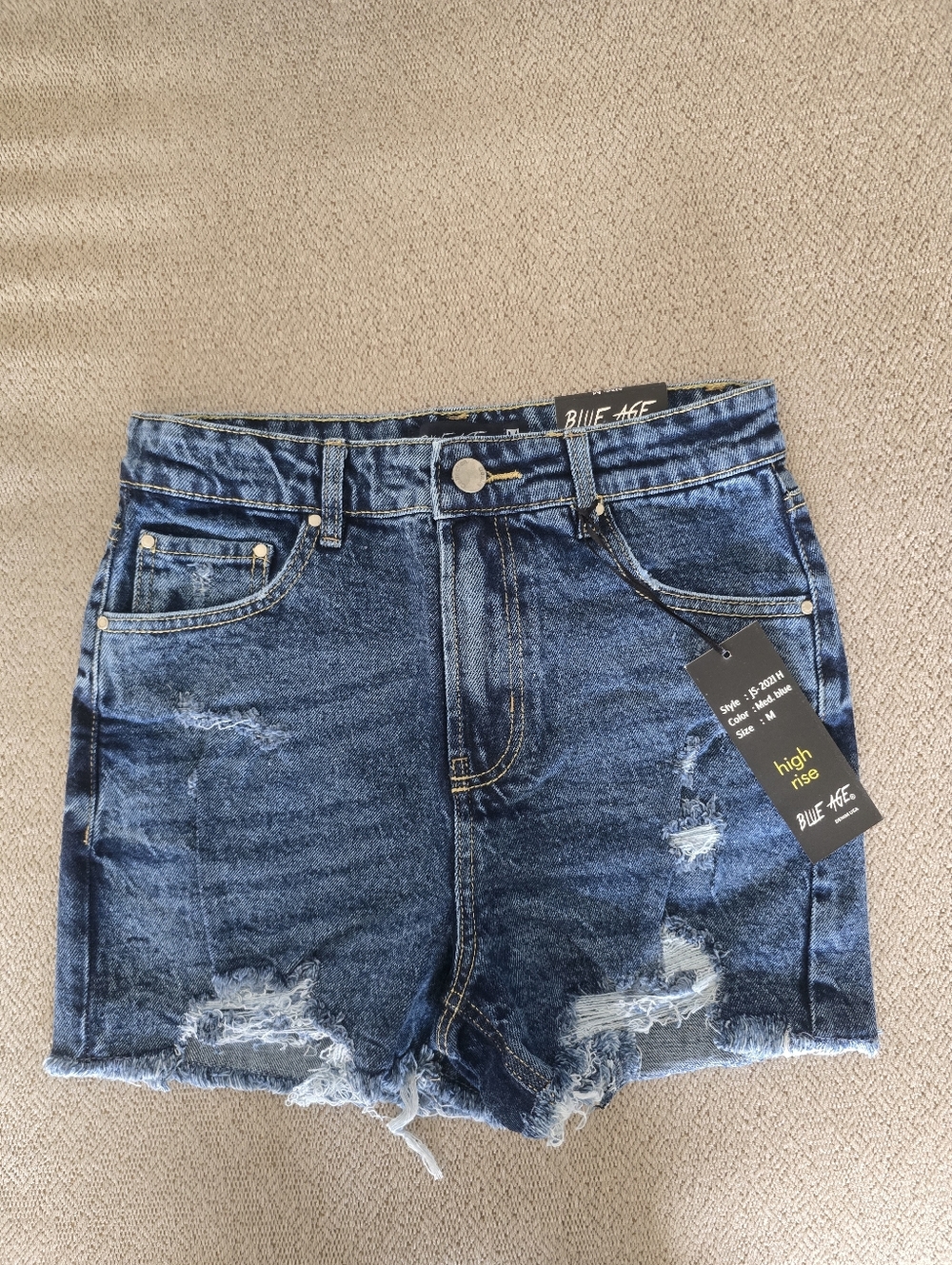 Blue Age Butt Lifting High Rise Distressed JS-2021 Jean Shorts - Size Medium